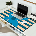 Joyful Flower and Stripes Pop Floral in Blue Desk Mat Gallery Image 2
