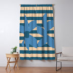 Joyful Flower and Stripes Pop Floral in Blue Window Curtain Gallery Image 5