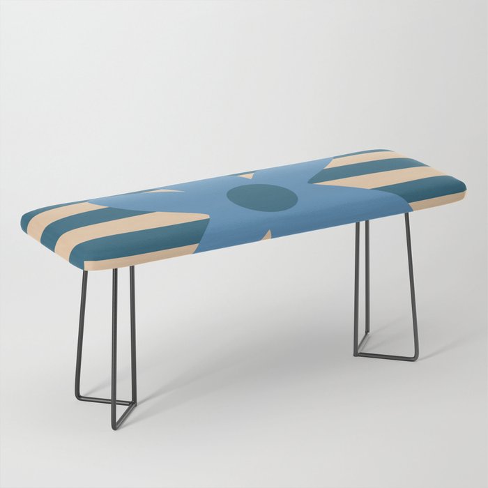 Joyful Flower and Stripes Pop Floral in Blue Bench Gallery Image 1
