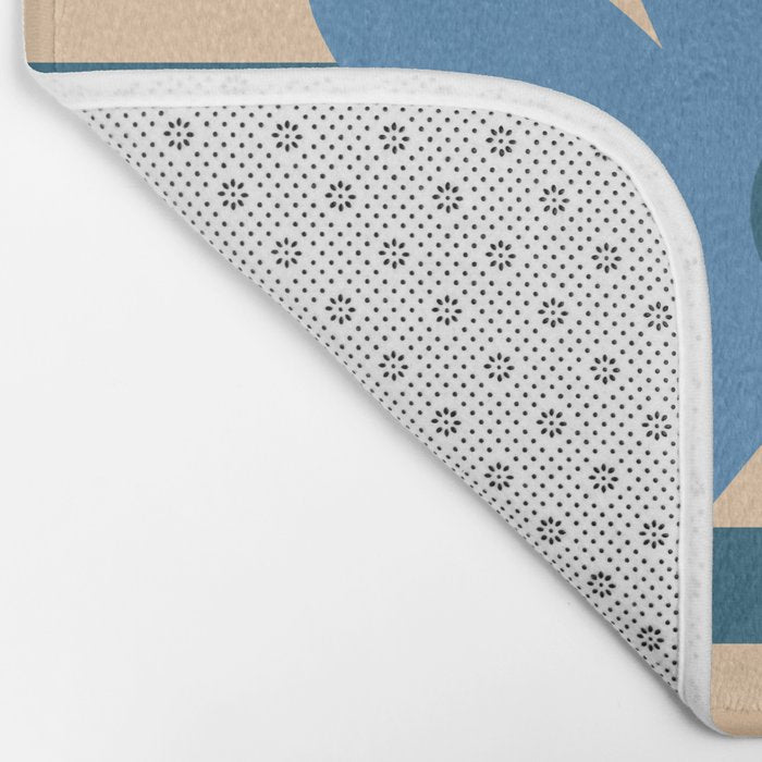 Joyful Flower and Stripes Pop Floral in Blue Bath Mat Gallery Image 2
