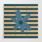 Joyful Flower and Stripes Pop Floral in Blue Wood Wall Art Gallery Image 1