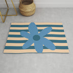 Joyful Flower and Stripes Pop Floral in Blue Rug Gallery Image 1