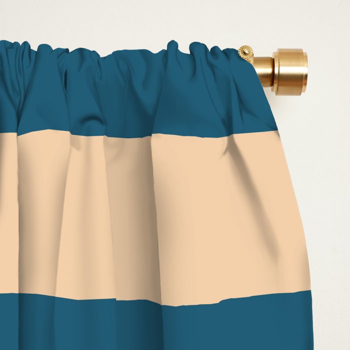 Joyful Flower and Stripes Pop Floral in Blue Window Curtain Gallery Image 2