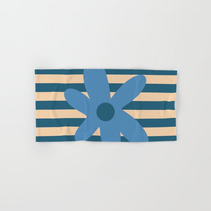 Joyful Flower and Stripes Pop Floral in Blue Bath Towel Gallery Image 1