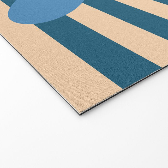 Joyful Flower and Stripes Pop Floral in Blue Welcome Mat Gallery Image 2