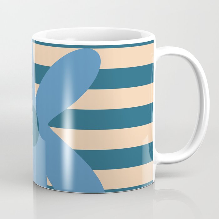 Joyful Flower and Stripes Pop Floral in Blue Coffee Mug Gallery Image 1