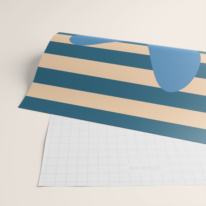 Joyful Flower and Stripes Pop Floral in Blue Wrapping Paper Gallery Image 2