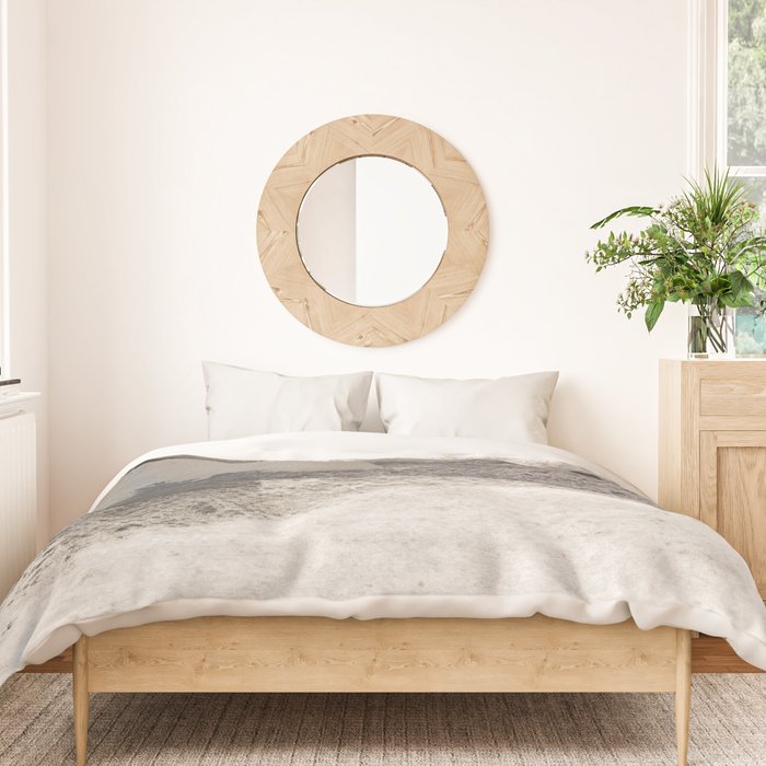 Taupe and Charcoal Grey Horizontal Modern Abstract Painting Duvet Cover Gallery Image 3