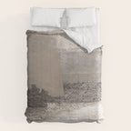 Taupe and Charcoal Grey Horizontal Modern Abstract Painting Comforter Gallery Image 6
