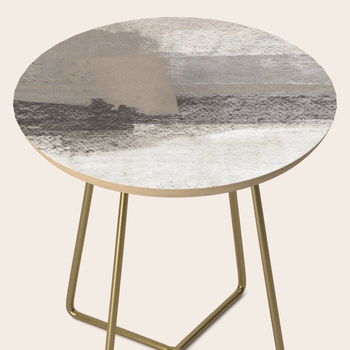 Taupe and Charcoal Grey Horizontal Modern Abstract Painting Side Table Gallery Image 2