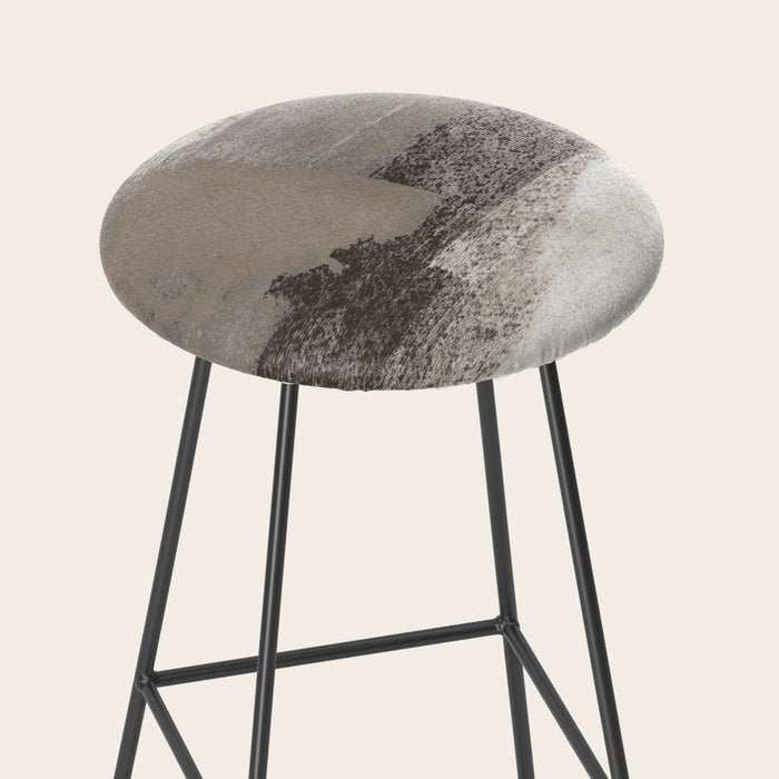 Taupe and Charcoal Grey Horizontal Modern Abstract Painting Stool Gallery Image 2