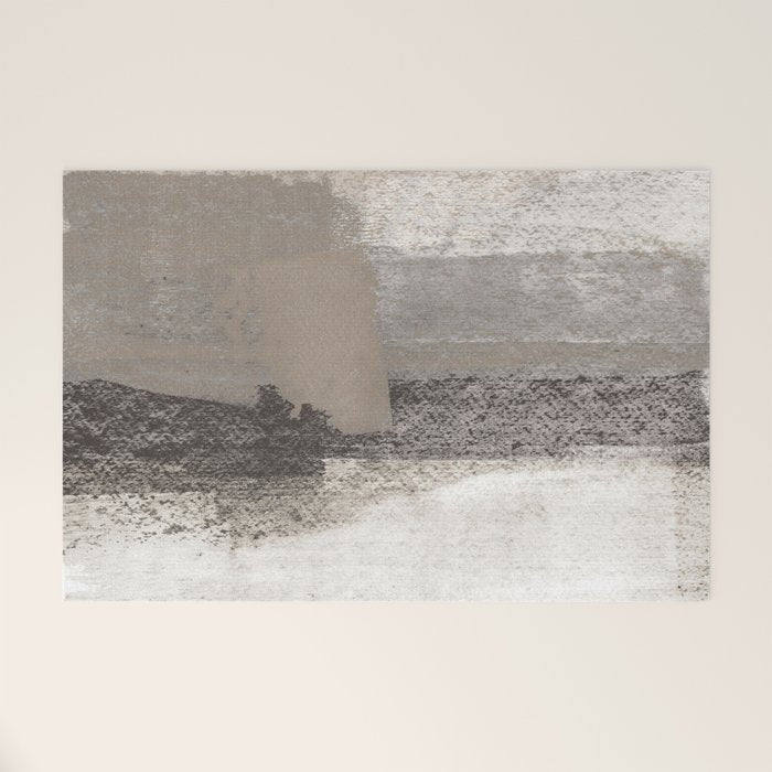 Taupe and Charcoal Grey Horizontal Modern Abstract Painting Welcome Mat Gallery Image 1