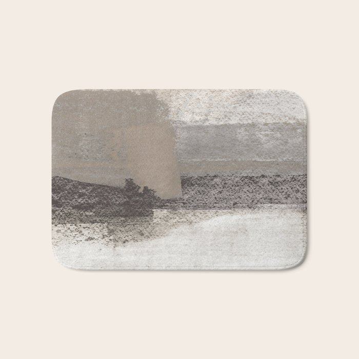 Taupe and Charcoal Grey Horizontal Modern Abstract Painting Bath Mat Gallery Image 1