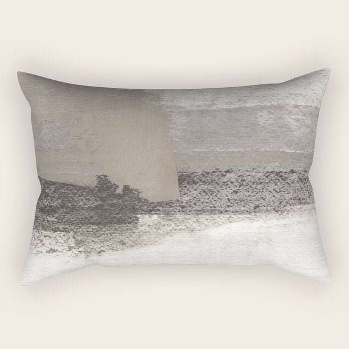 Taupe and Charcoal Grey Horizontal Modern Abstract Painting Rectangular Pillow Gallery Image 1