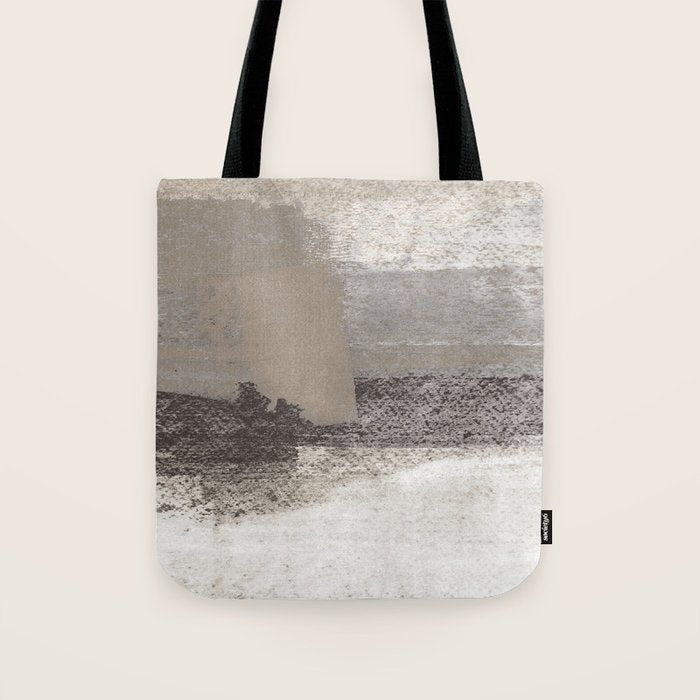 Taupe and Charcoal Grey Horizontal Modern Abstract Painting Tote Bag Gallery Image 1