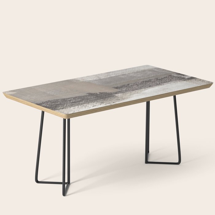Taupe and Charcoal Grey Horizontal Modern Abstract Painting Coffee Table Gallery Image 1