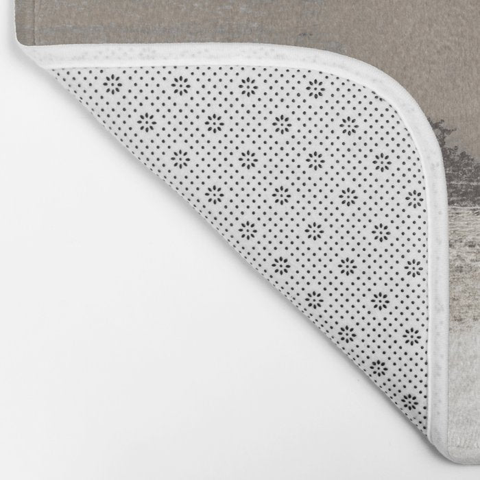 Taupe and Charcoal Grey Horizontal Modern Abstract Painting Bath Mat Gallery Image 2