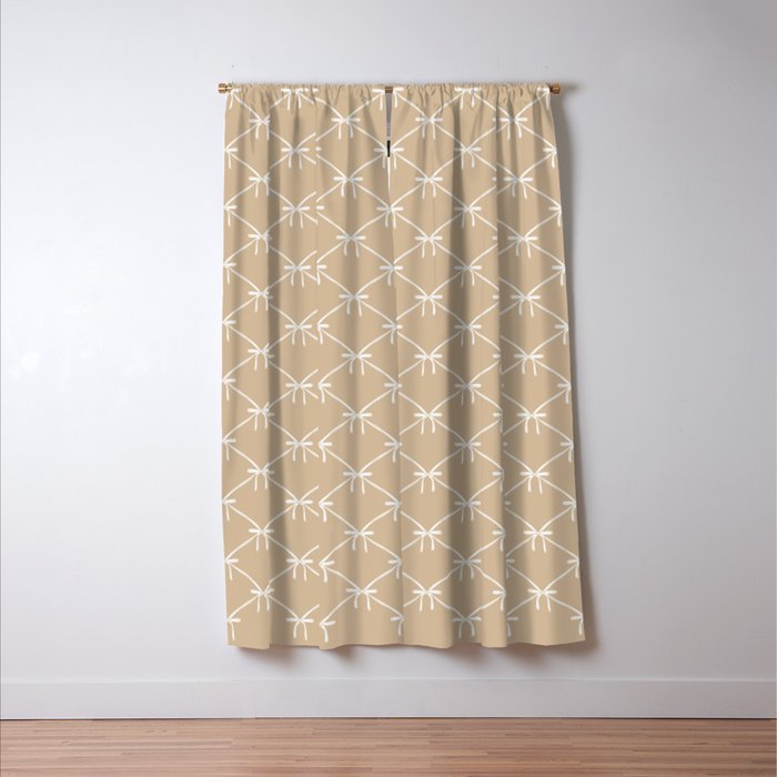 Bows & Ribbons Pattern XLV Neutral Beige Window Curtain Gallery Image 3