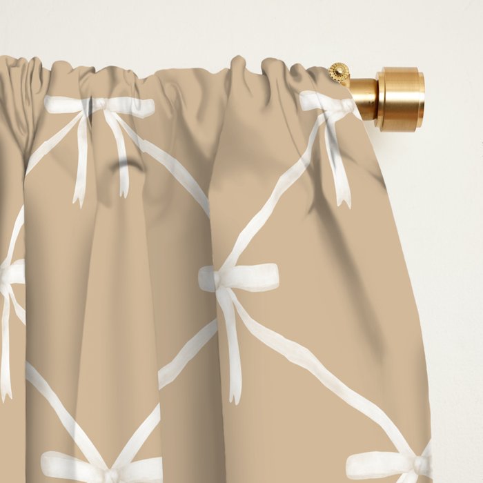 Bows & Ribbons Pattern XLV Neutral Beige Window Curtain Gallery Image 2