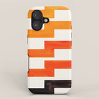 Orange & Black Geometric Minimal Mid Century Modern Lightning Bolt Pattern Watercolor Art iPhone Case Gallery Image 1