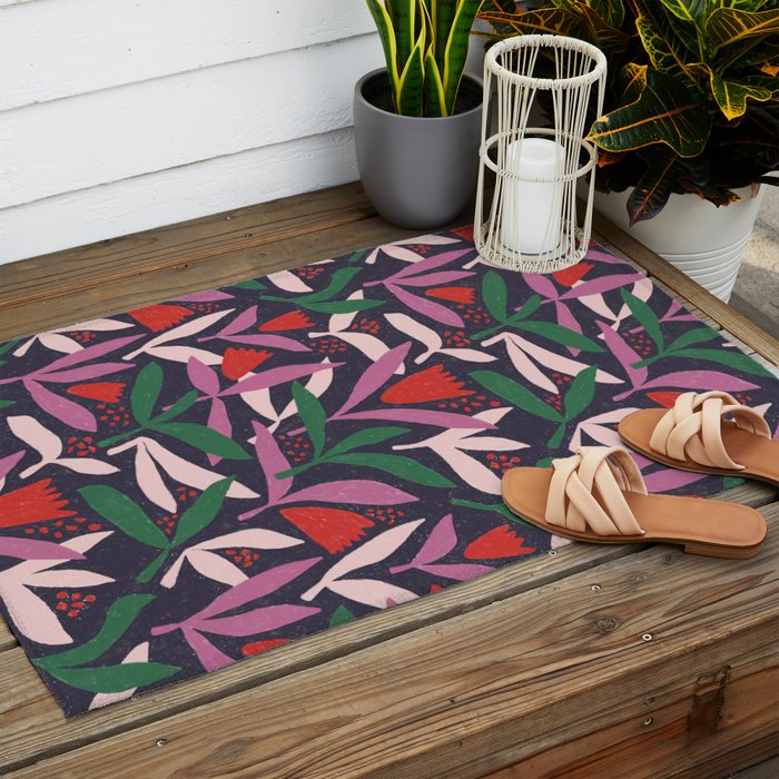 Hand Drawn Florals #2 Outdoor Rug Gallery Image 2