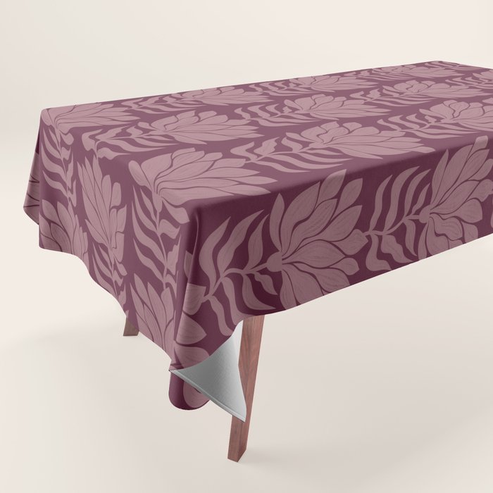 Modern Abstract Wavy Flowers in Plum Violet    Tablecloth Gallery Image 1