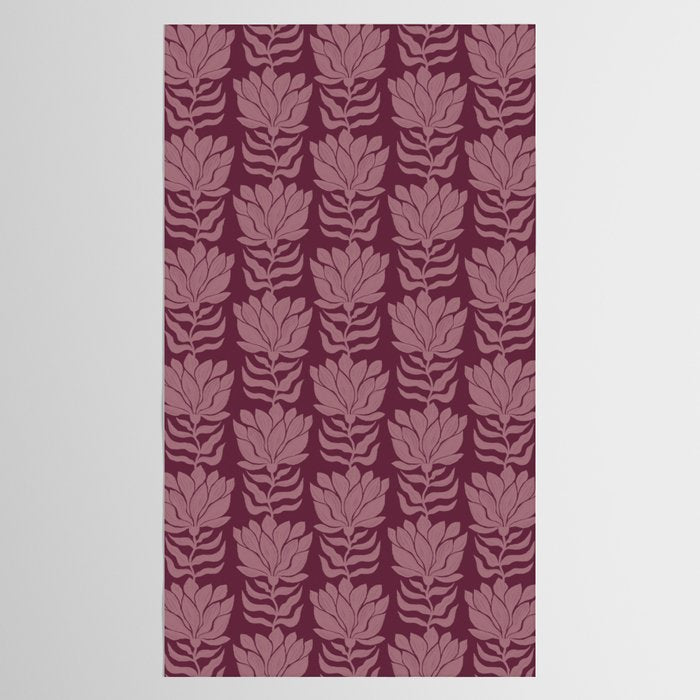 Modern Abstract Wavy Flowers in Plum Violet    Tablecloth Gallery Image 2