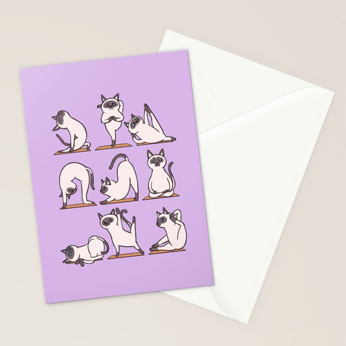 Siamese Cat Yoga Stationery Card Gallery Image 2