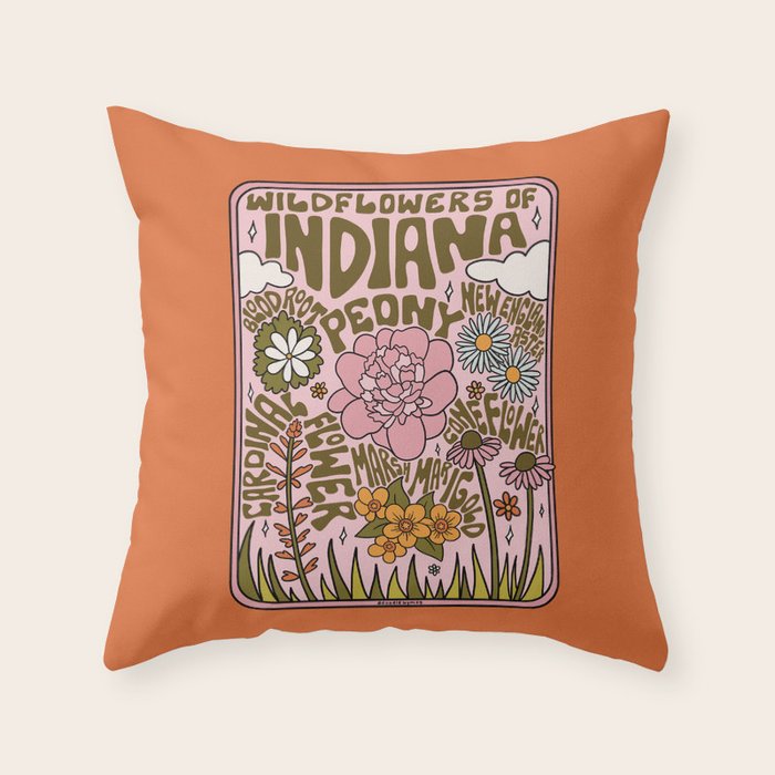 Indiana Wildflowers Throw Pillow Gallery Image 6
