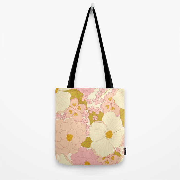 Pink Pastel Vintage Floral Pattern Tote Bag Gallery Image 2
