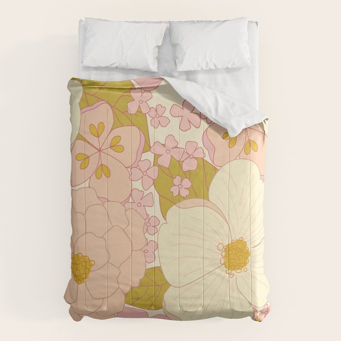 Pink Pastel Vintage Floral Pattern Comforter Gallery Image 6