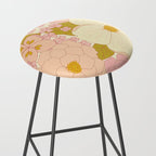 Pink Pastel Vintage Floral Pattern Stool Gallery Image 2