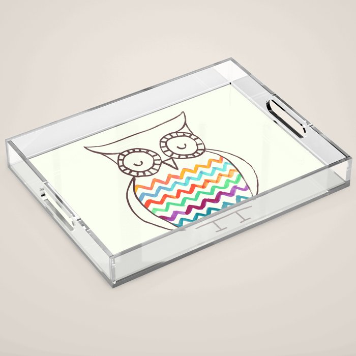 Chevron Owl Acrylic Tray Gallery Image 1