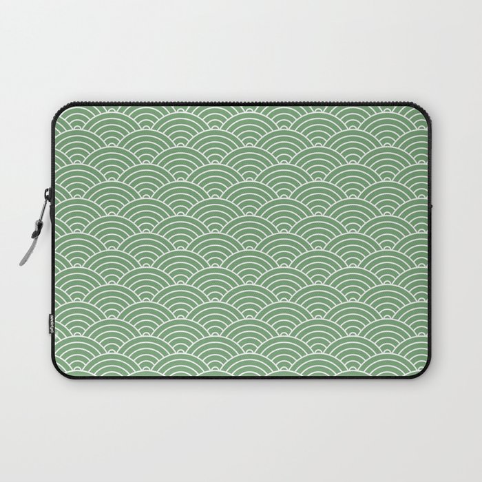 Japanese Waves Pattern Green Laptop Sleeve Gallery Image 1