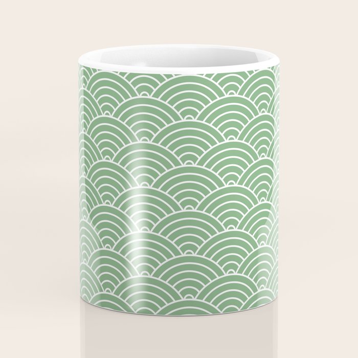 Japanese Waves Pattern Green Coffee Mug Gallery Image 4