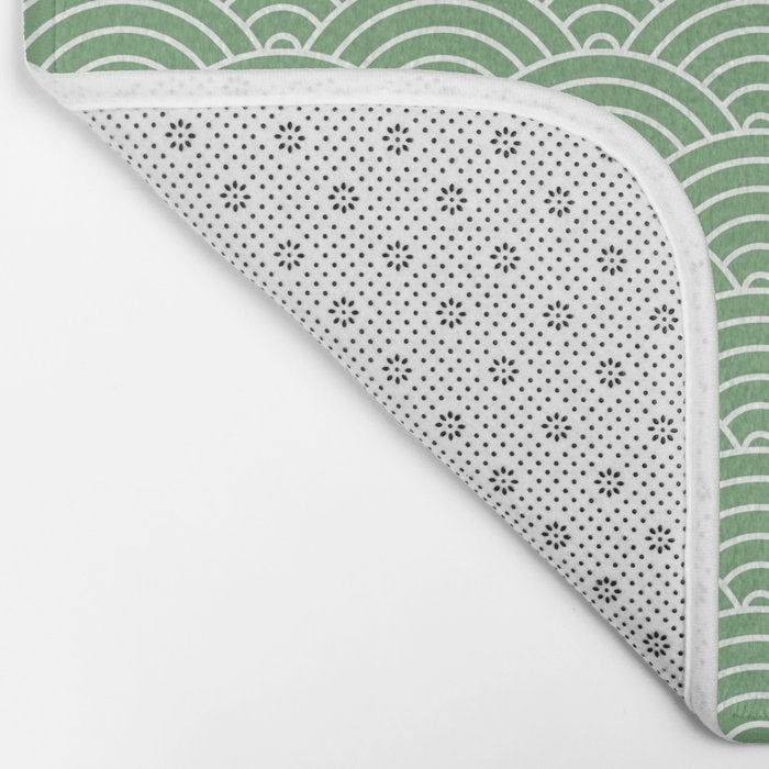 Japanese Waves Pattern Green Bath Mat Gallery Image 2