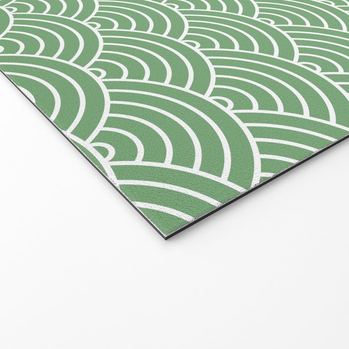 Japanese Waves Pattern Green Welcome Mat – Society6