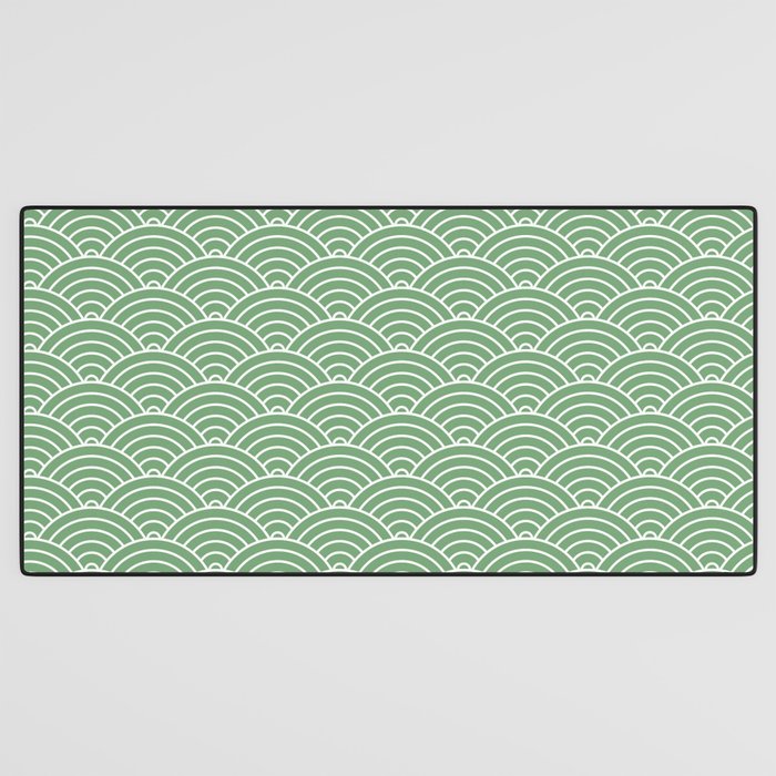 Japanese Waves Pattern Green Desk Mat Gallery Image 3