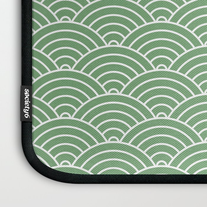 Japanese Waves Pattern Green Laptop Sleeve Gallery Image 3