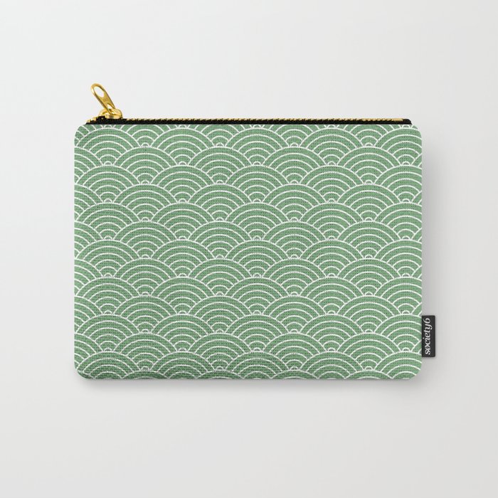 Japanese Waves Pattern Green Carry All Pouch Gallery Image 1