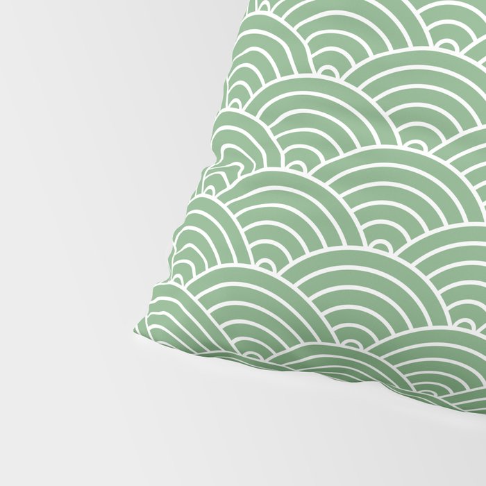 Japanese Waves Pattern Green Pillow Sham Gallery Image 4