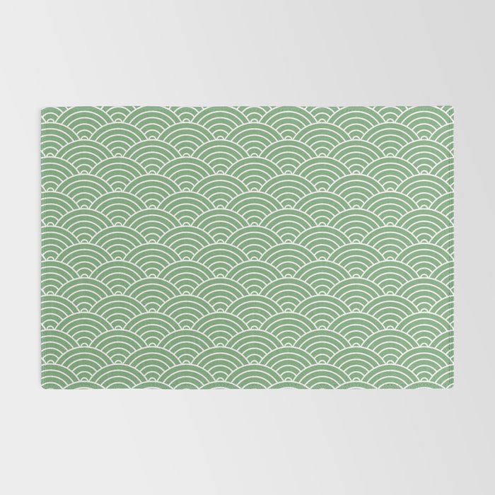Japanese Waves Pattern Green Rug Gallery Image 2
