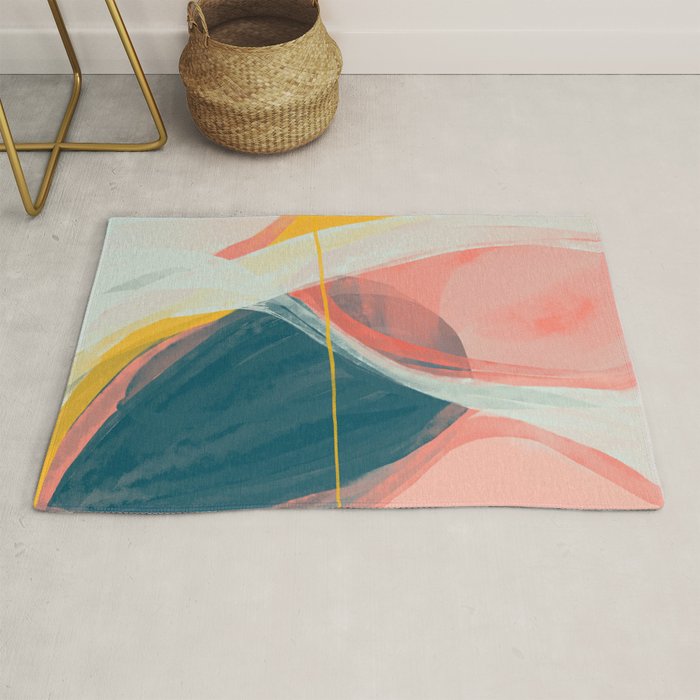 White Streams Through Pastel Shores | Abstract Shapes Design Rug Gallery Image 1