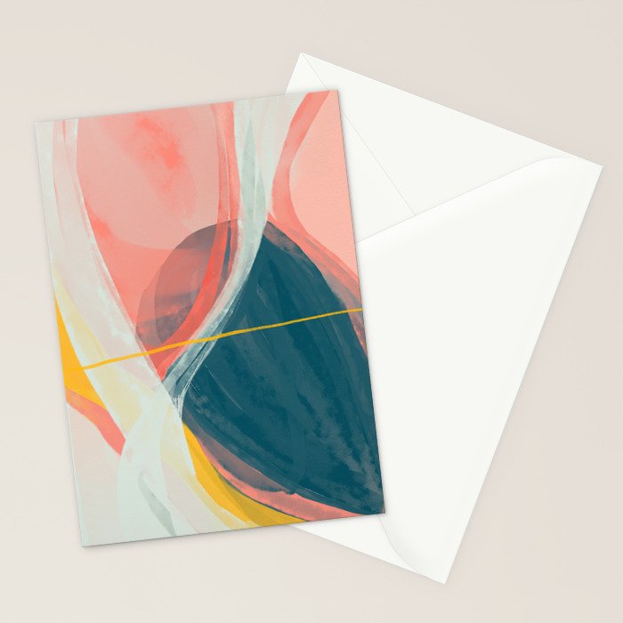 White Streams Through Pastel Shores | Abstract Shapes Design Stationery Card Gallery Image 2