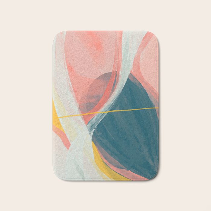 White Streams Through Pastel Shores | Abstract Shapes Design Bath Mat Gallery Image 1