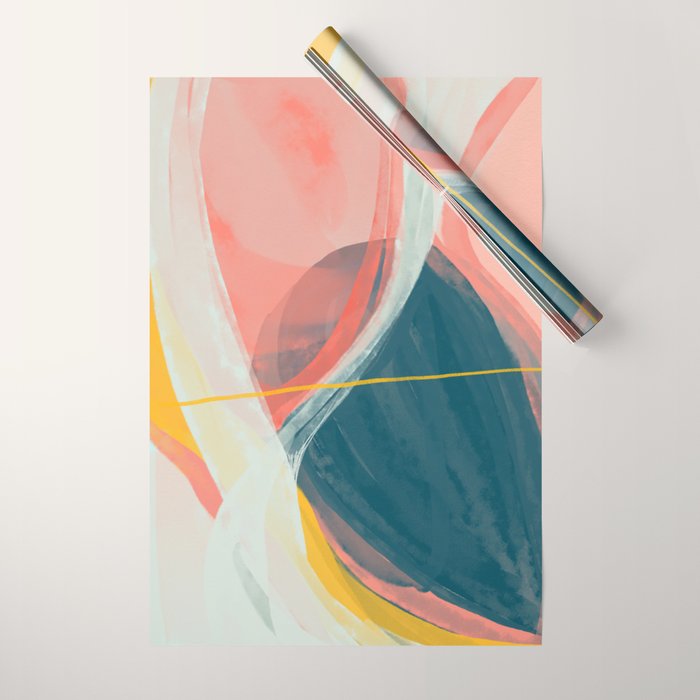 White Streams Through Pastel Shores | Abstract Shapes Design Wrapping Paper Gallery Image 1
