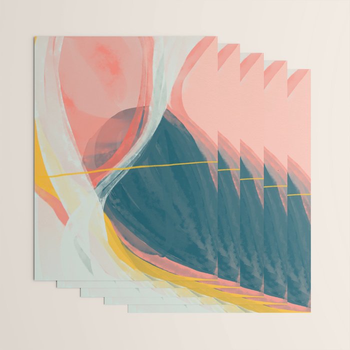 White Streams Through Pastel Shores | Abstract Shapes Design Wrapping Paper Gallery Image 3