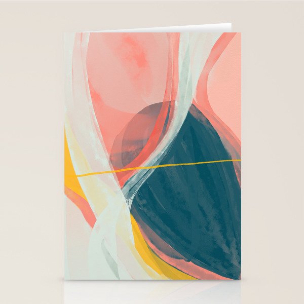White Streams Through Pastel Shores | Abstract Shapes Design Stationery Card Gallery Image 1