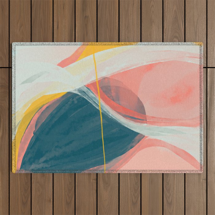 White Streams Through Pastel Shores | Abstract Shapes Design Outdoor Rug Gallery Image 1
