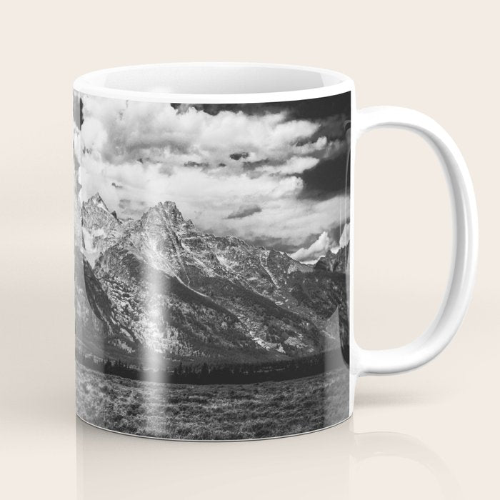 Mountain Summer Escape - Black and White Tetons Coffee Mug Gallery Image 1
